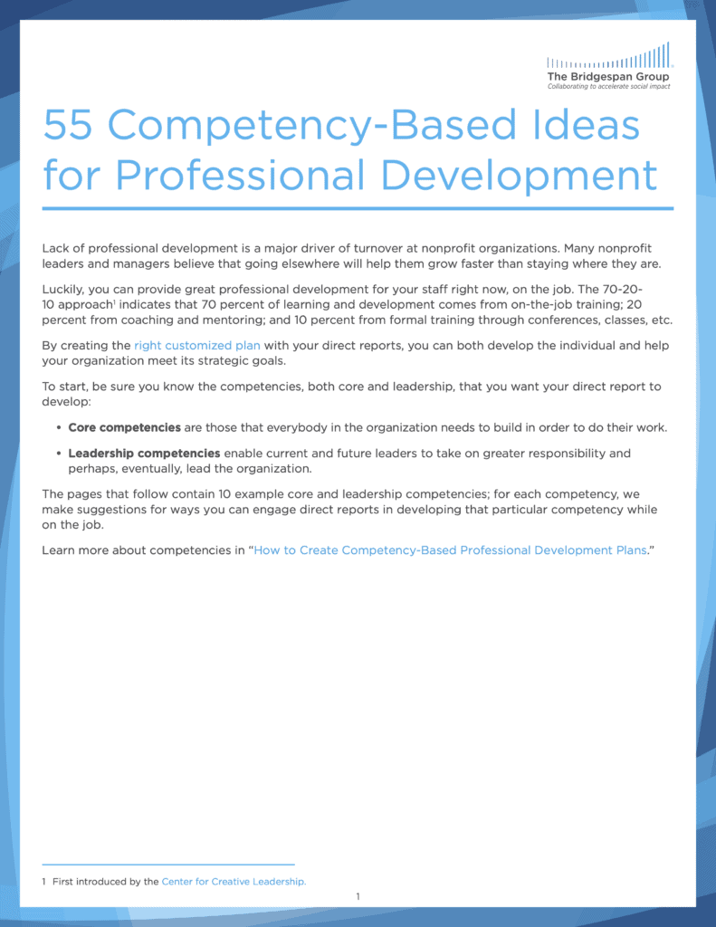 55 Competency-Based Ideas for Professional Development