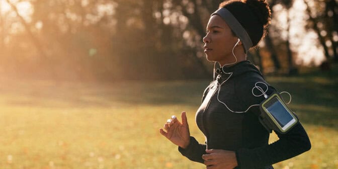 A woman runs to improve her health