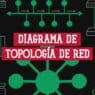 Ilustración de tipos de diagrama de topología de red: anillo, bus, estrella, malla y árbol sobre fondo oscuro