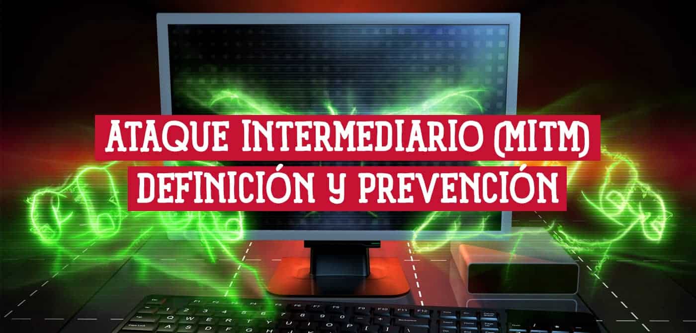 Imagen de un ordenador con efectos visuales que representan un ataque MITM.