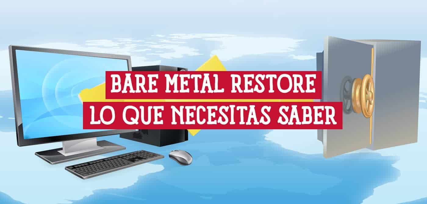 Ilustración de Bare Metal Restore, mostrando la restauración de datos desde una copia de seguridad.
