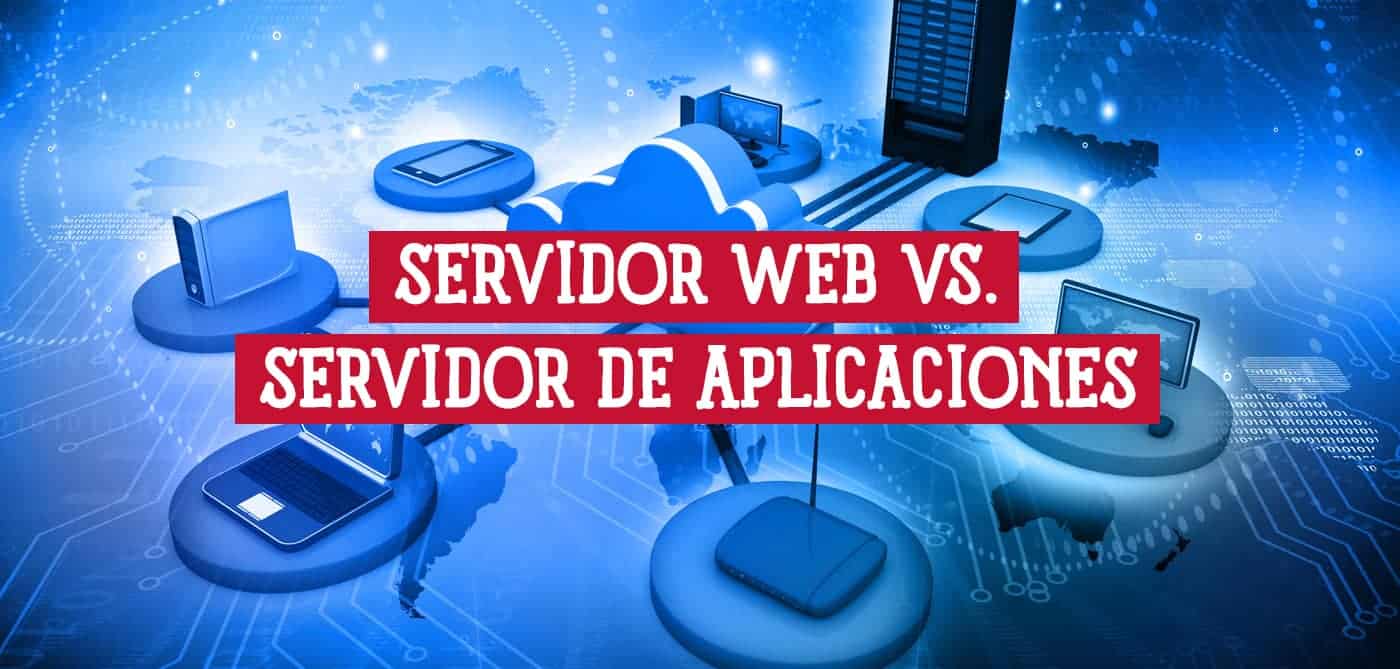 Imagen gráfica que representa un servidor web y un servidor de aplicaciones, mostrando sus conexiones a varios dispositivos.