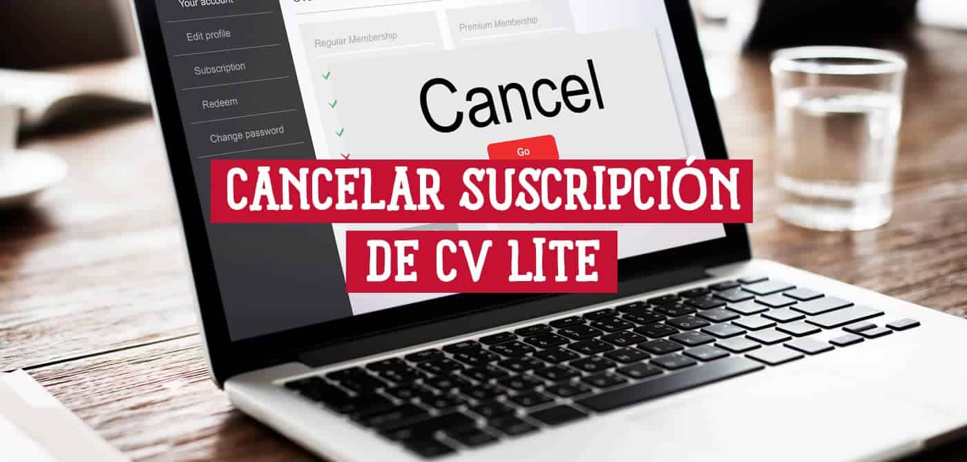 Portátil mostrando una interfaz de usuario con un botón "Cancelar" para cancelar una suscripción.