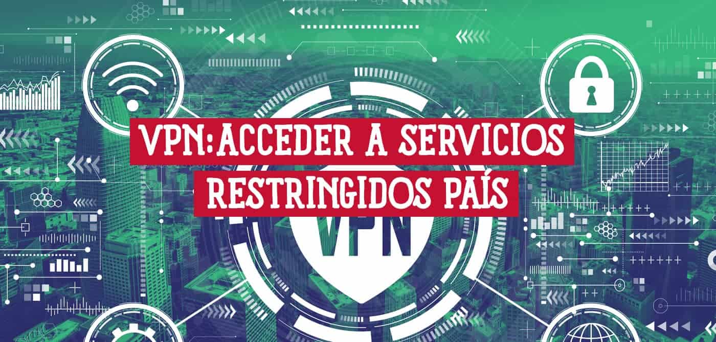 Imagen de una ciudad con gráficos de tecnología mostrando la seguridad de una VPN para acceder a contenido restringido.