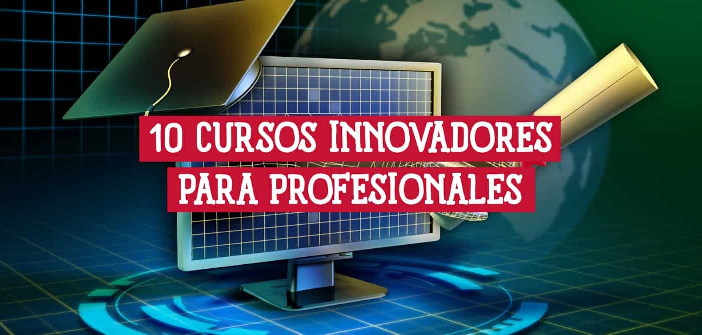 Imagen de una computadora con un birrete de graduación y un diploma, sobre un fondo tecnológico con un globo terráqueo.