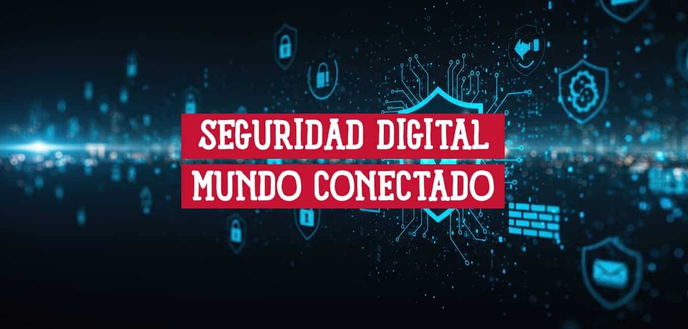 Imagen abstracta de seguridad digital con iconos de protección en un fondo oscuro. Refleja la seguridad en el mundo conectado.