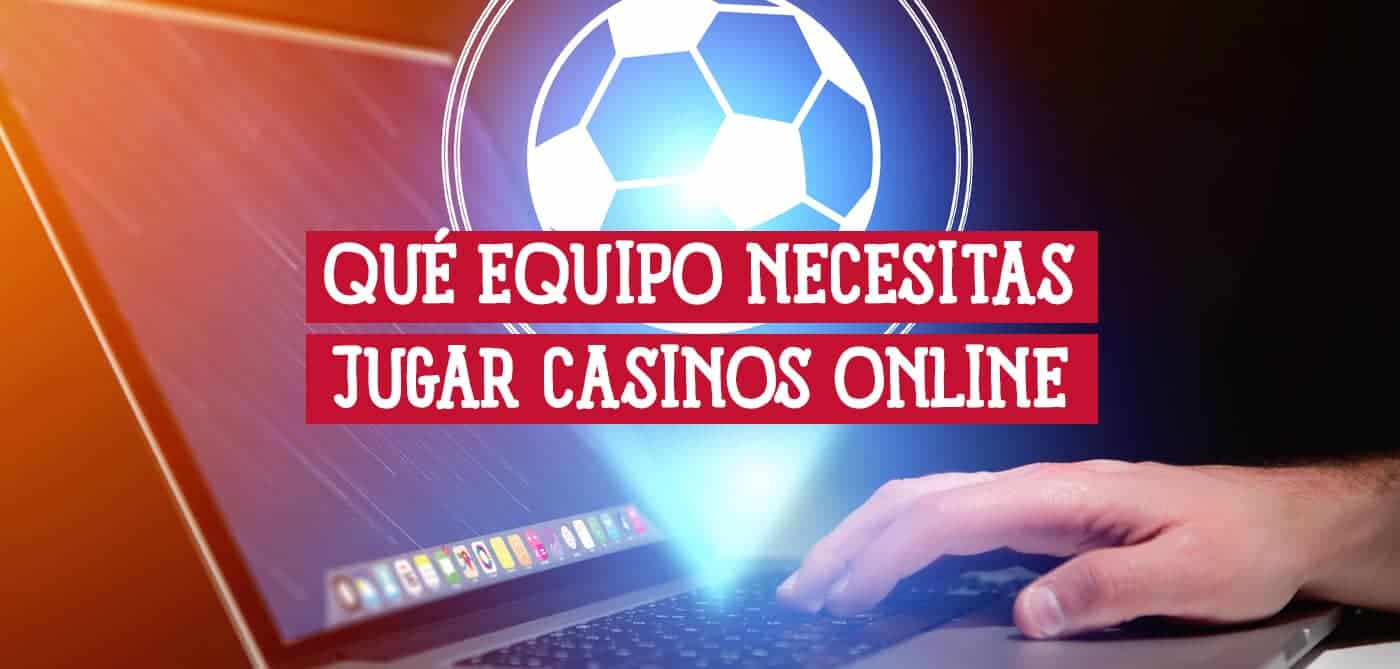 Laptop con un balón de fútbol flotando, ¿Qué equipo necesitas para jugar en casinos online? Guía para entretenimiento digital.