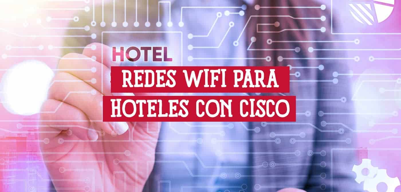 Mano diseñando la arquitectura de redes WiFi para hoteles con Cisco en una pantalla táctil.