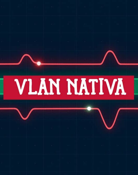 Portada conceptual de la VLAN nativa mostrando un canal estable verde y dos canales oscilantes rojos.