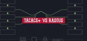 Diagrama comparativo tacacs vs radius con flujos AAA en Cisco IOS