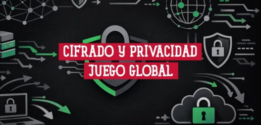 Escudo con candado rodeado de servidores, nube y redes que ilustran el cifrado y la seguridad de datos en plataformas online