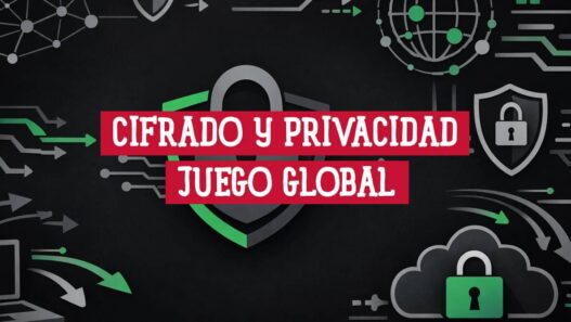 Escudo con candado rodeado de servidores, nube y redes que ilustran el cifrado y la seguridad de datos en plataformas online