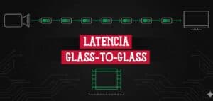 Siete etapas conectando cámara y pantalla que ilustra la latencia glass-to-glass del streaming en vivo
