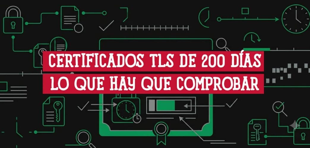 Iconos de línea de candados, certificados, relojes y marcas de verificación sobre los certificados TLS de 200 días