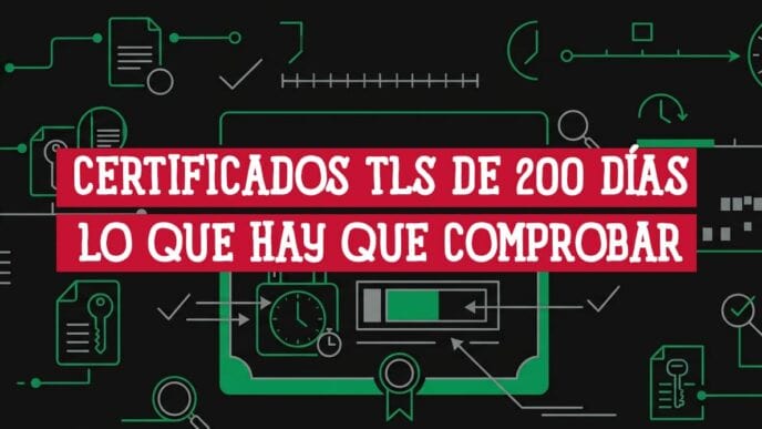 Iconos de línea de candados, certificados, relojes y marcas de verificación sobre los certificados TLS de 200 días
