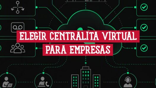 Portada con el texto elegir centralita virtual para empresas sobre una nube de telefonía conectada a oficinas y agentes