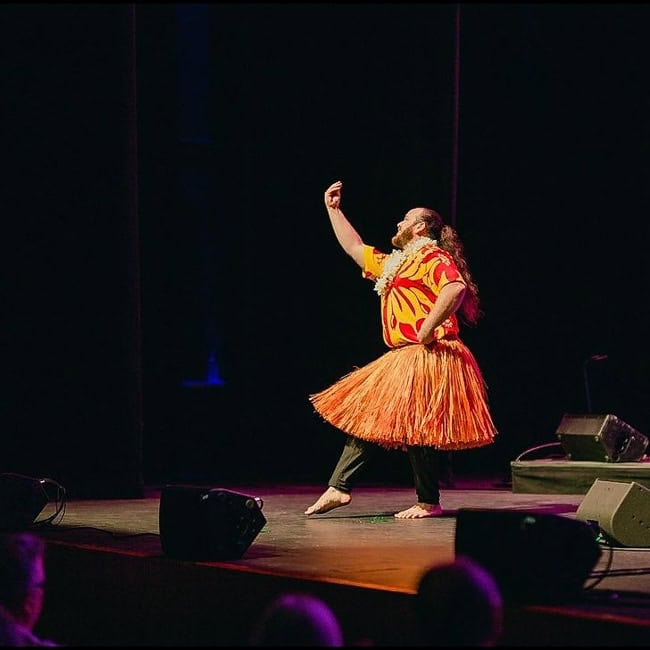 Image of James Stanley performing traditional Hawaiian dance