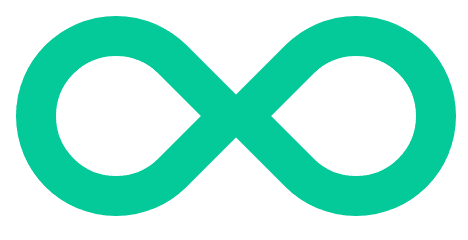 Símbolo de infinito de color verde azulado.
