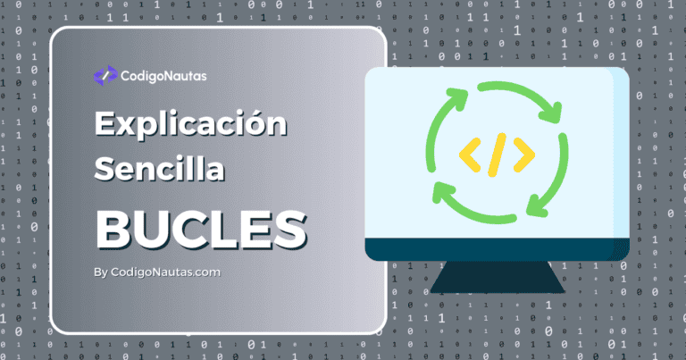 Ilustración de un monitor mostrando un símbolo de bucle de código.