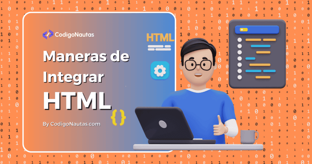 Ilustración que muestra diferentes maneras de integrar HTML.
