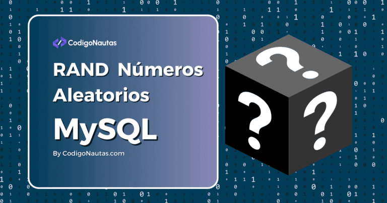 Imagen conceptual sobre la generación de números aleatorios en MySQL, con un cubo con signos de interrogación.