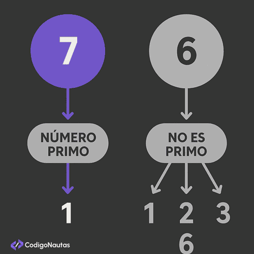 Diagrama explicando qué son los números primos en Java.
