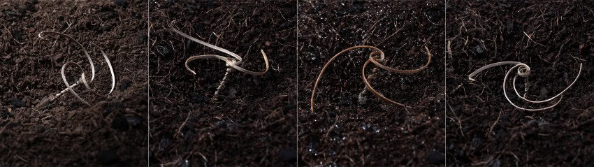 Images of an e-seed carrier drilling into the ground over time