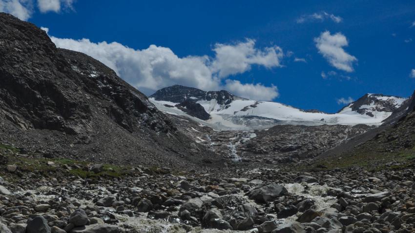 Retreating glacier in the alps in austria