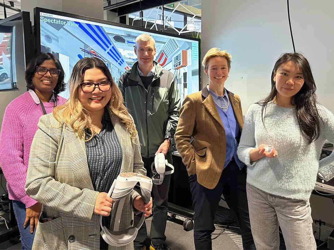 Five people in vr headset lab