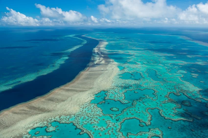 Aerial view of great barrier reef