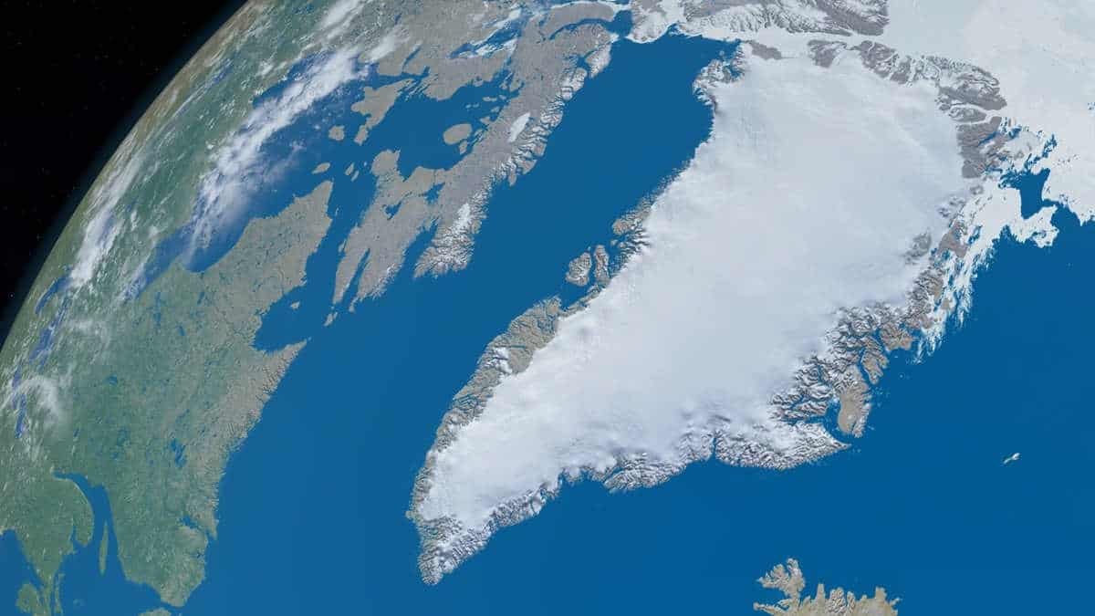 View of greenland country, in the artic with the atlantic ocean and artic ocean