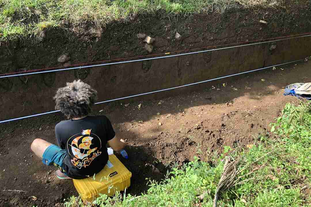Person at archaeological site in samoa