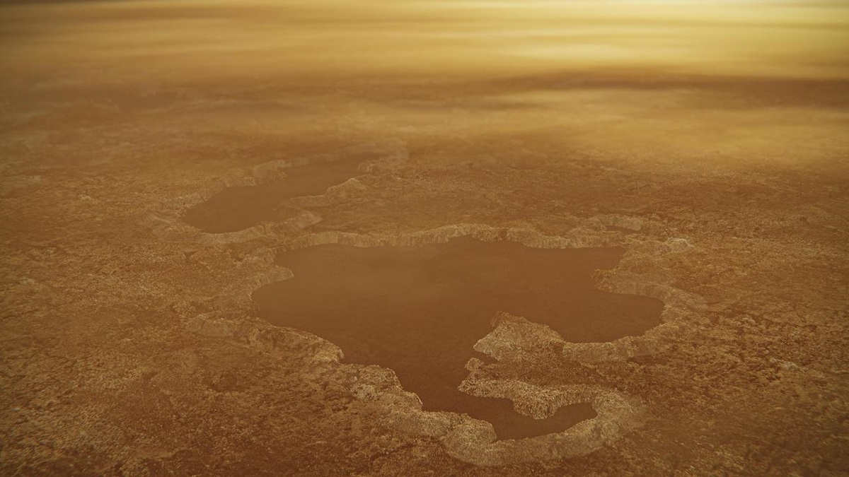 Artist impression of lake on saturn moon titan