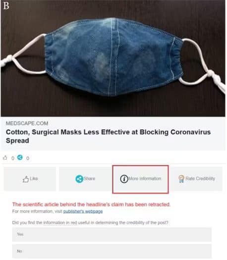 A social media post showing a face mask and