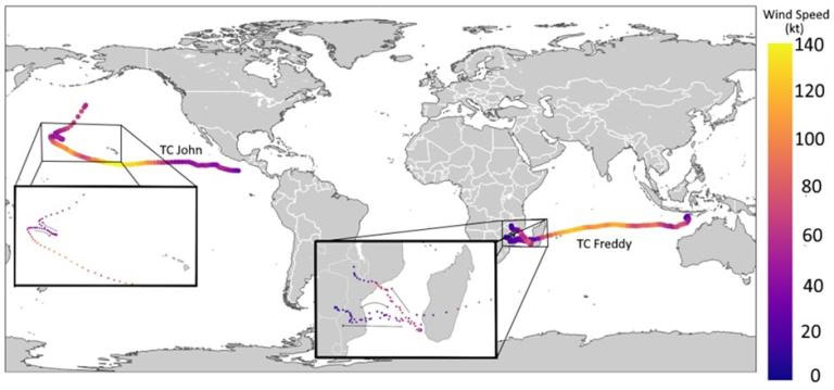 World's longest lived cyclones (wmo).
