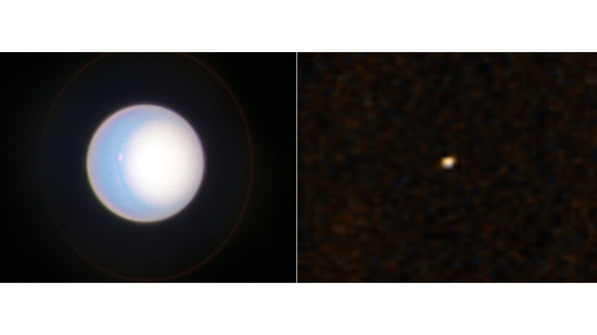 Side by side images of uranus