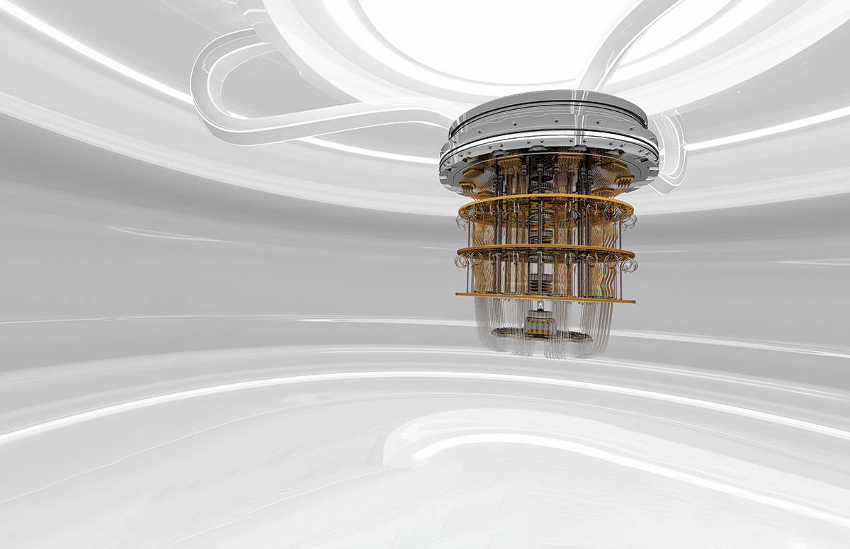 Quantum computer in white room.