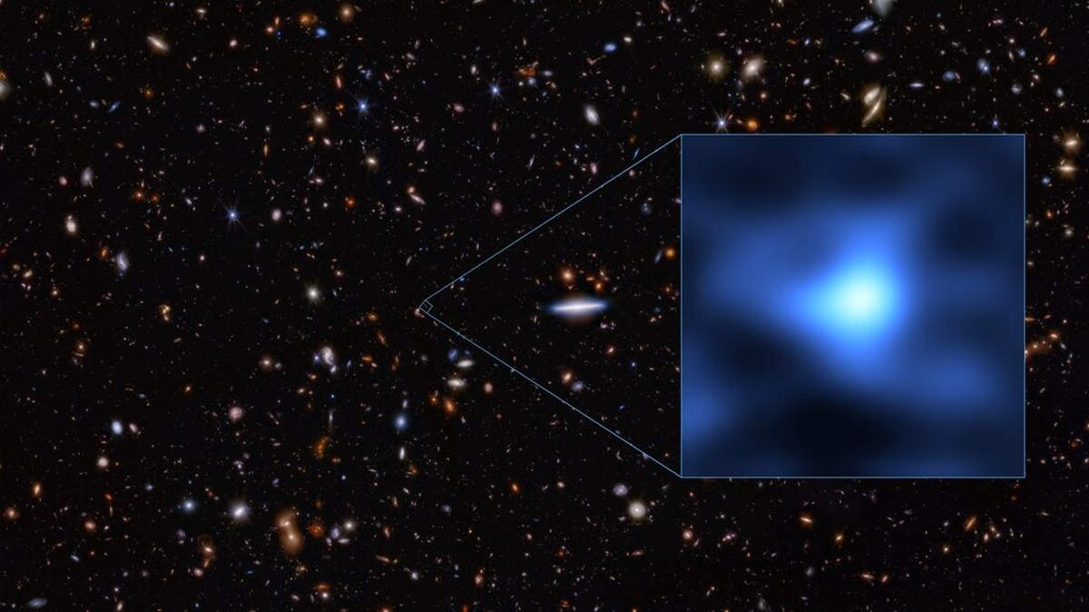 A distant galaxy shown close up
