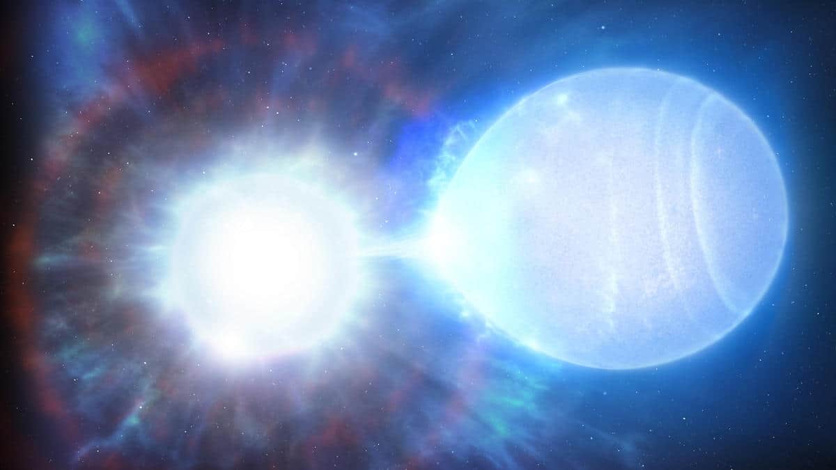 Picture captures the binary in the moment where the first white dwarf has just exploded