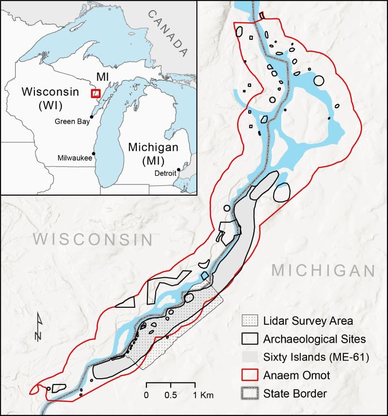Map of river wisconsin and michigan