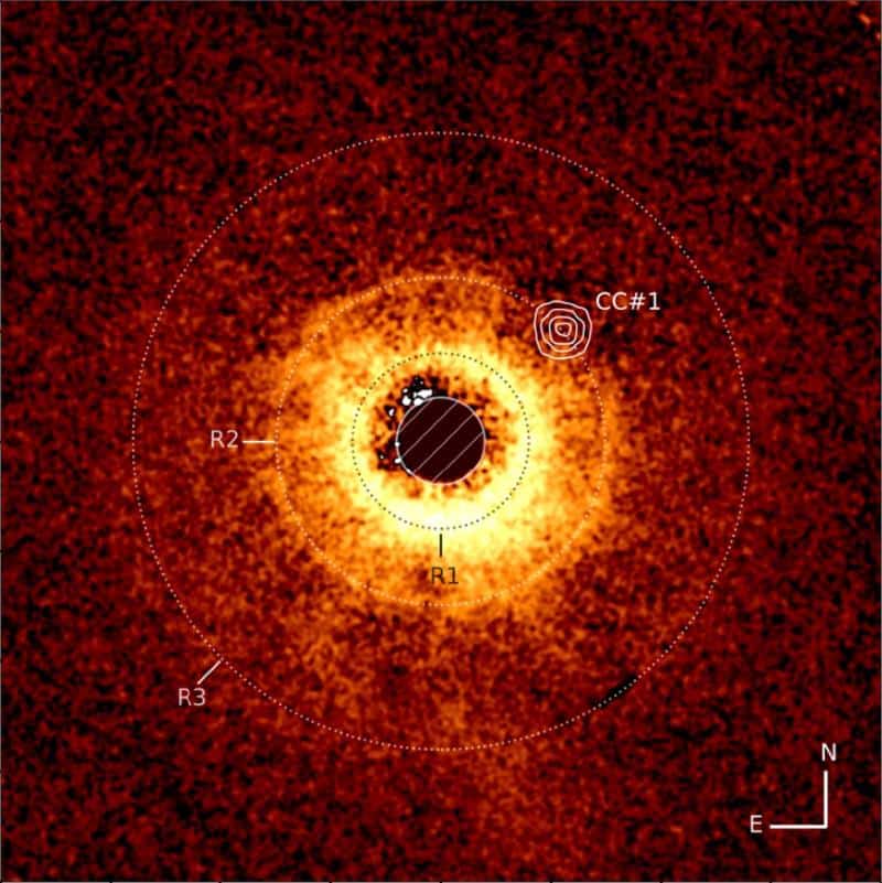 Disc around star glowing red
