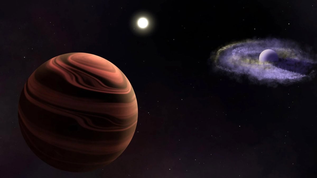 Artist impression of star with two planets