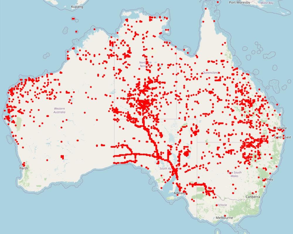 Buffel grass distribution throughout australia map
