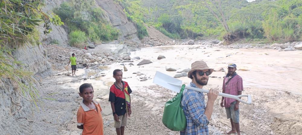 Dig team on river in png