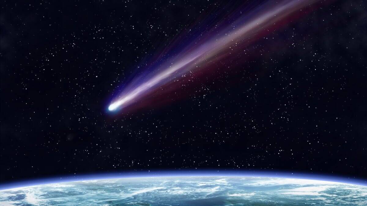 Comet above earth