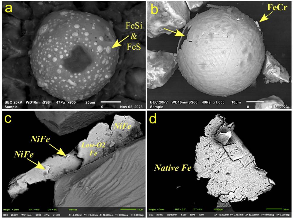 Electron microscope images of sediment samples 4 panel