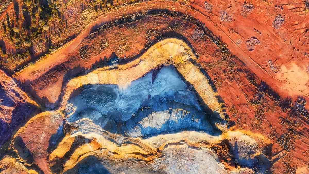 aerial view of metal mine