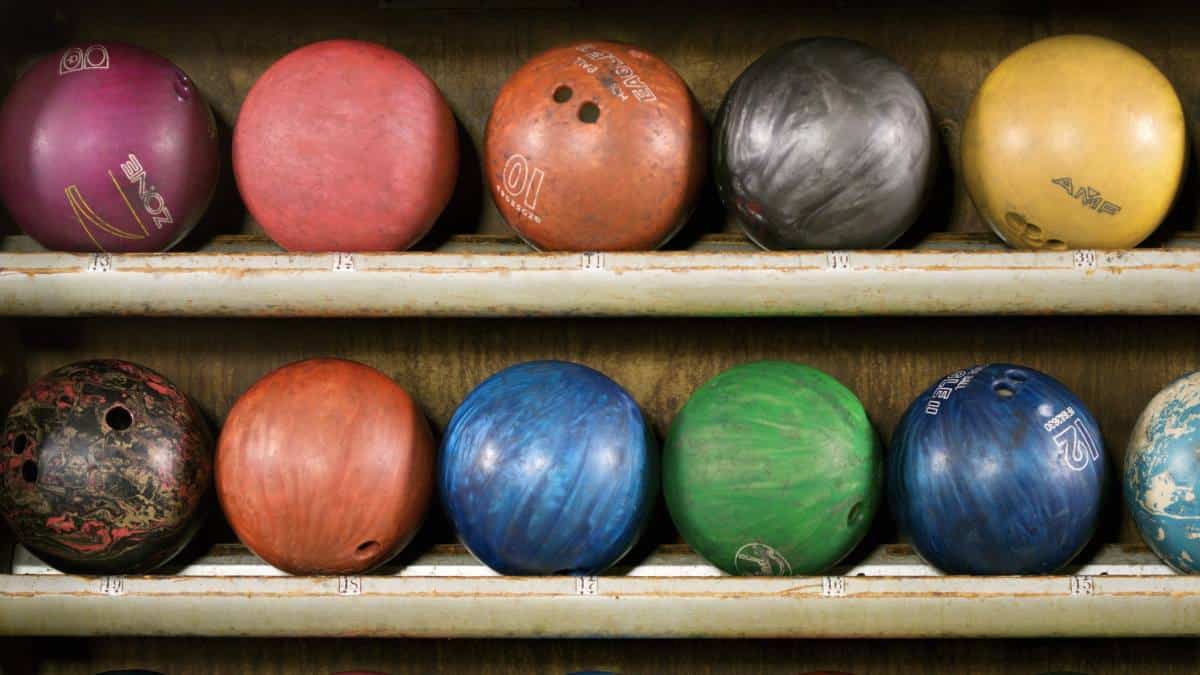 racks of bowling balls