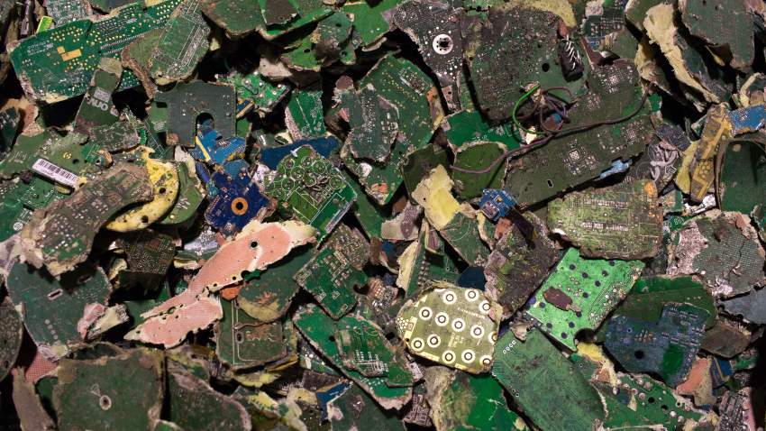 E-waste, old decaying computer chips