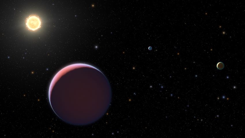 Three exoplanets surrounding star